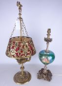 Traditional style four branch brass table lamp,