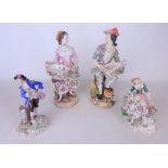Pair of late 19th Century Volkstedt figures of a man and woman collecting fruit,