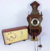 20th century Russian mantel clock with barometer & thermometer, dial signed Masck made in USSR, W26.