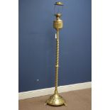 Victorian brass telescopic oil lamp stand, rope twist column,