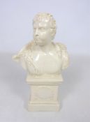 Late 18th Century Leeds pottery bust depicting 'Air' draped in an eagle on stepped plinth,