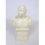 Late 18th Century Leeds pottery bust depicting 'Air' draped in an eagle on stepped plinth,