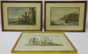 Whitby Abbey from the Pier, early 19th century watercolour unsigned and Whitby Abbey,