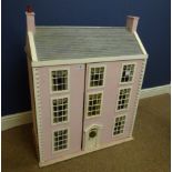 Large Regency style dolls house with furniture, W77cm,