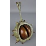 Patinated bronze sculpture of a conker by Mark Richard Hall, L11.