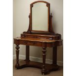 Victorian mahogany Duchess dressing table, drawer and two raised drawers with arched swing mirror,