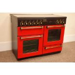 Leisure Rangemaster 110 dual fuel range cooker, four burner hob with warming plate,