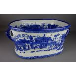 Blue and white foot bowl, L46cm Condition Report <a href='//www.davidduggleby.