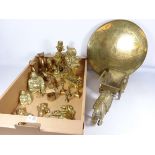 Pair of brass Punch & Judy hearth ornaments,