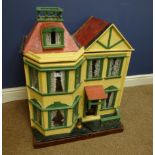 Wooden Dolls house with opening front containing a quantity of furniture, W64cm,