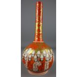 Japanese Meiji period Satsuma Kutani bottle vase decorated with scholars,