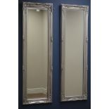 Pair rectangular silvered framed wall mirror,