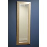 Rectangular bevelled wall mirror in silvered frame,