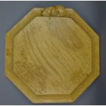 'Mouseman' octagonal oak teapot stand, by Robert Thompson of Kilburn,