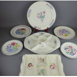 Two Poole pottery Hors d'Oeuvres dishes and five Poole plates Condition Report