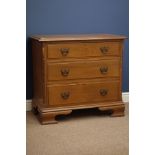 Early 20th century oak chest, three oak lined drawers,