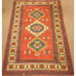 Turkish geometric design pink ground rug,