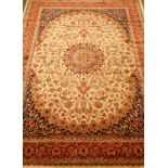 Persian Kashan design beige ground rug/wall hanging,