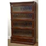 20th century panelled oak 'Globe Wernicke' five sectional stacking library bookcase,