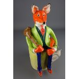 'Reynard the Fox' ceramic model on stand,