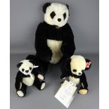 Large Dean's limited edition Panda bear and smaller Dean's Panda bear and a Merrythought Panda bear,