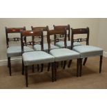 Set six Regency mahogany dining chairs, reeded uprights,