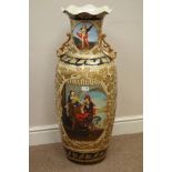 Italian type floor vase decorated with six hand painted classical scenes,