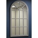 Arch top 'window' mirror set in goose grey frame 130cm x 69cm