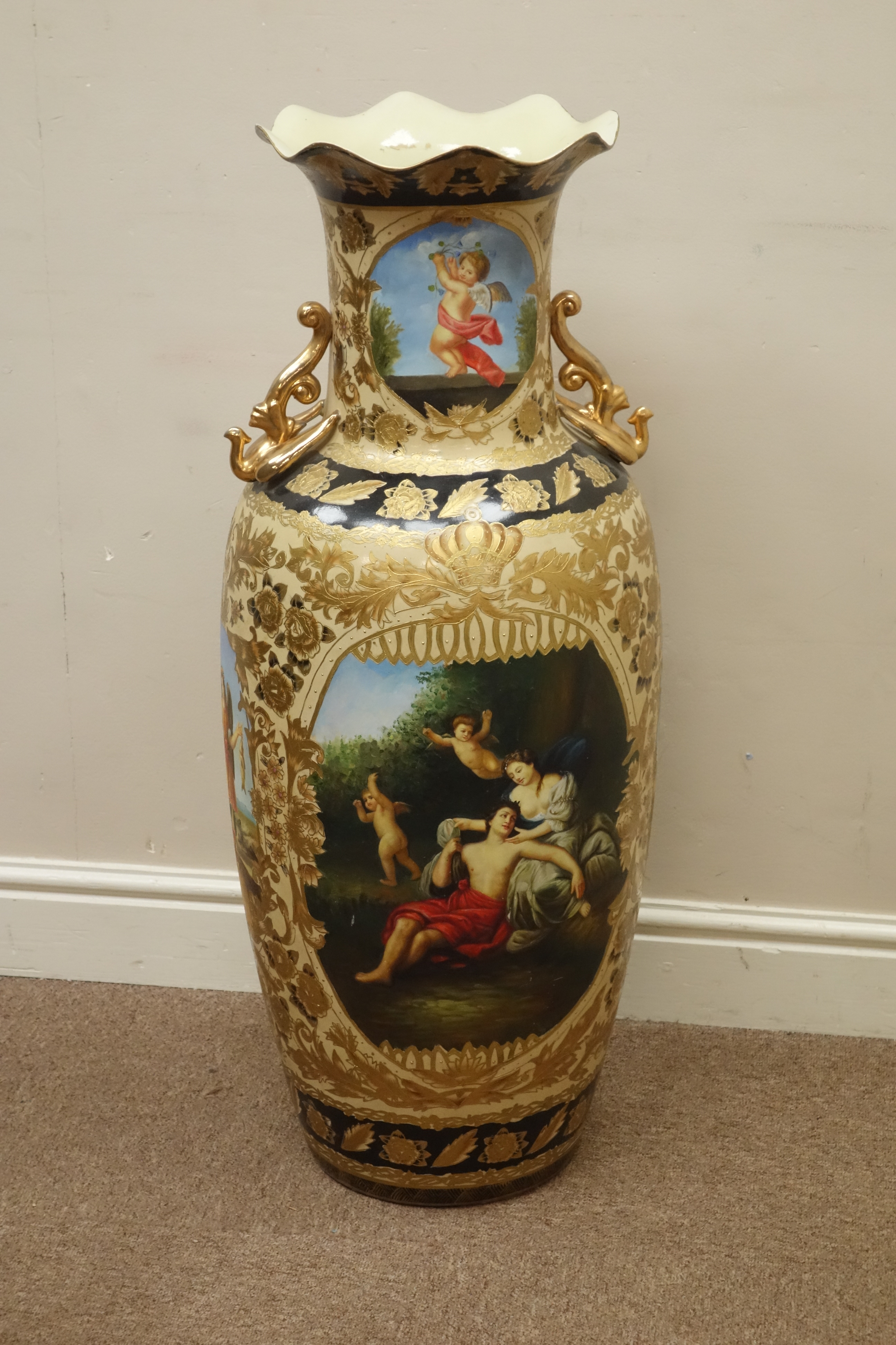 Italian type floor vase decorated with six hand painted classical scenes, - Image 2 of 2