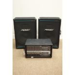 Peavey 400SC XR684 stereo powered mixer and pair Peavey Eurosys 3 speakers - ID8