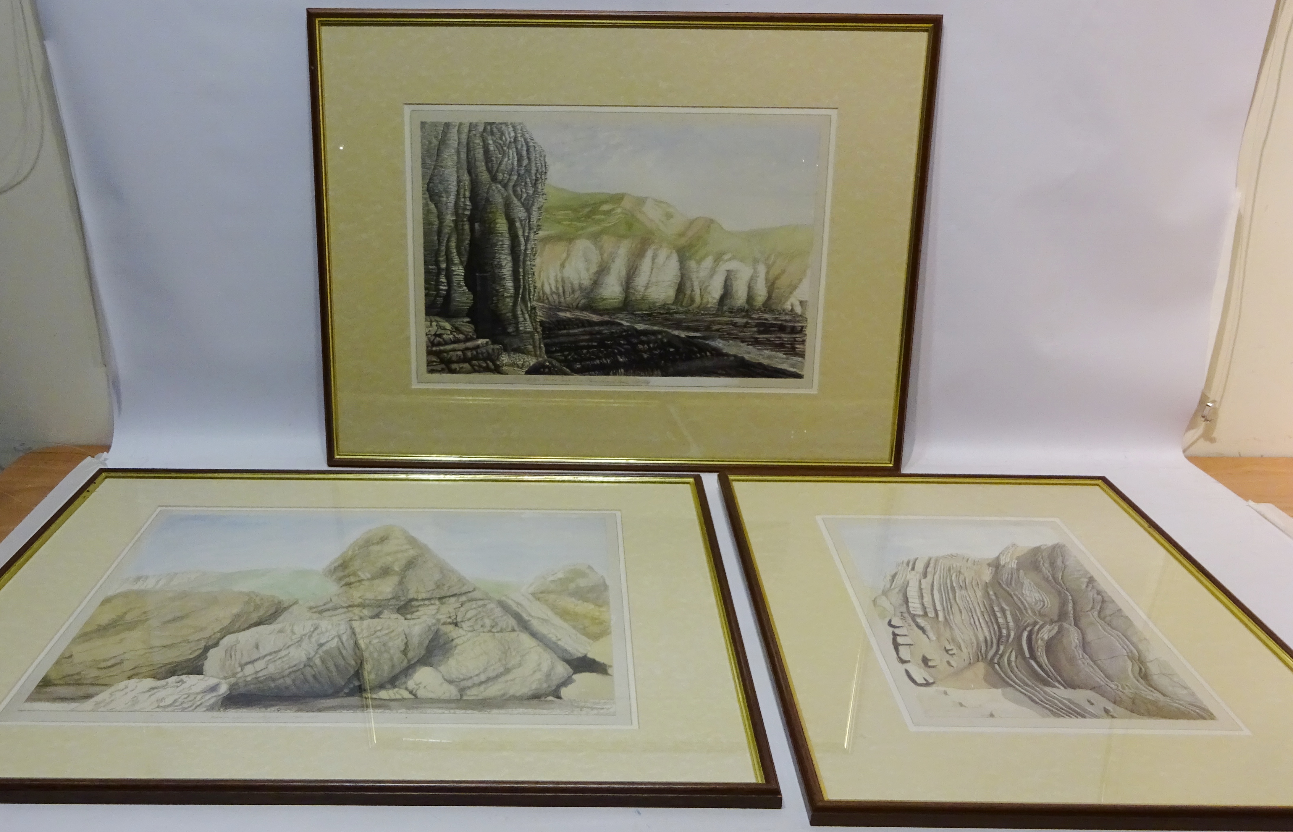 'Robin Hoods Cove in Flamborough Head', 'Near Lyme Regis' and one other Cliff Formation, - Image 2 of 4