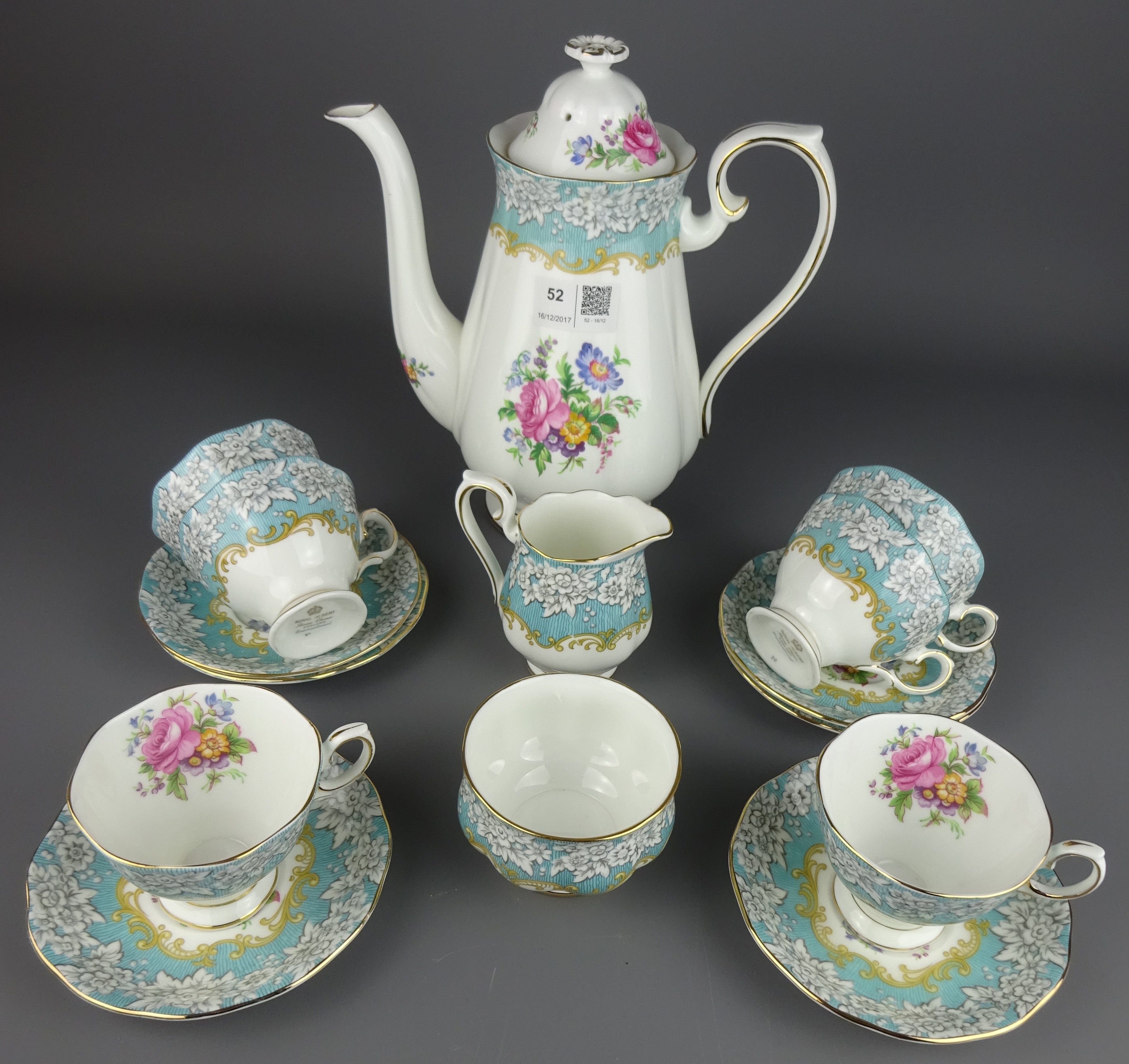 Royal Albert 'Enchantment' pattern coffee set for six Condition Report Very good