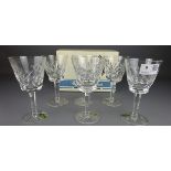 Set of six Waterford Ashling pattern claret glasses,