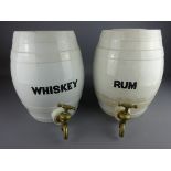 'Rum' & 'Whiskey' stoneware barrels, H31cm Condition Report <a href='//www.