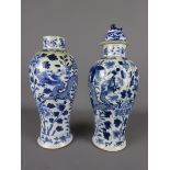Two 19th Century Chinese blue and white vases, each decorated with dragons and foliage,