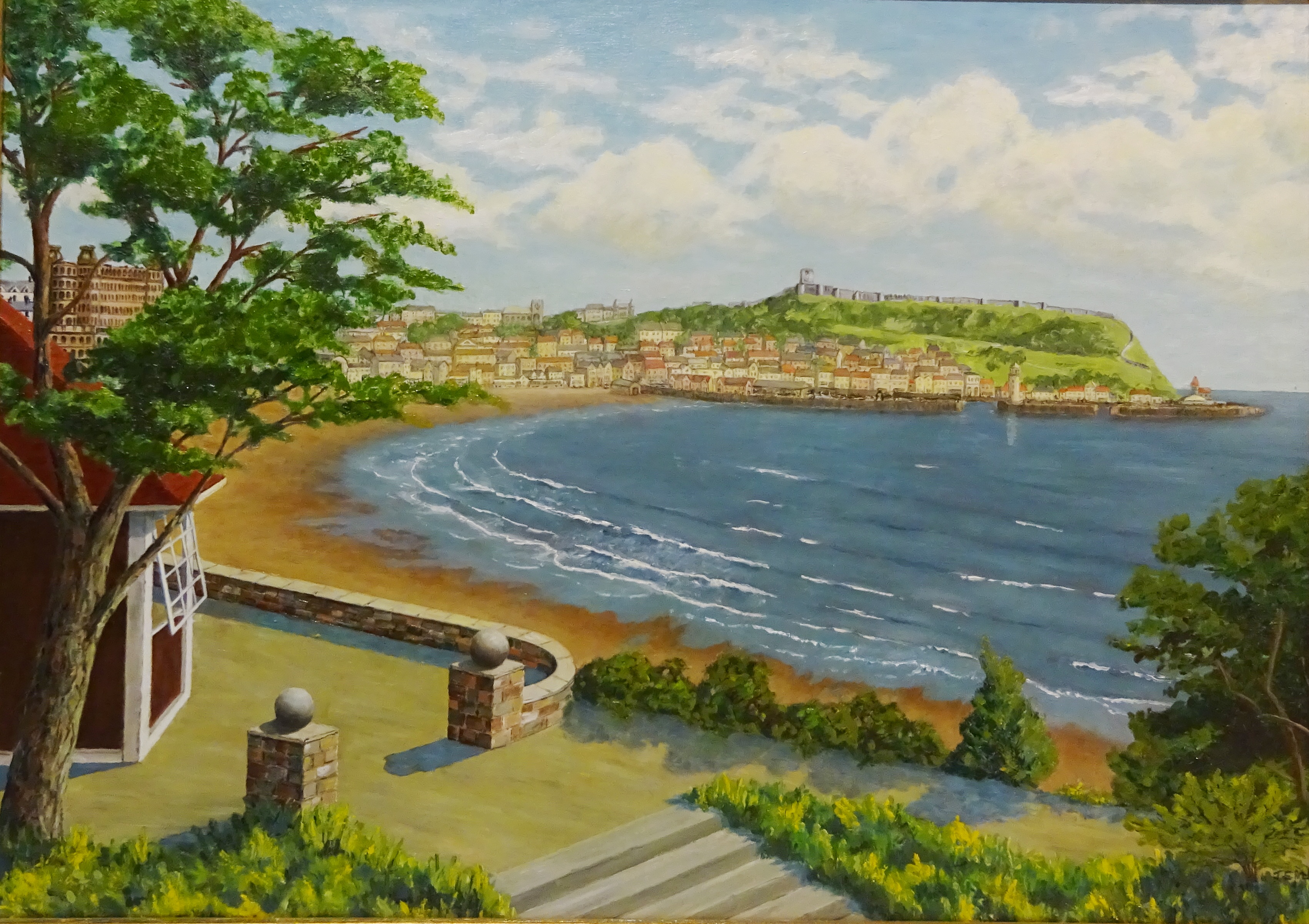 South Bay Scarborough, 20th century oil on board signed by J. E.