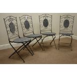Set four metal and slate folding garden chairs Condition Report <a href='//www.