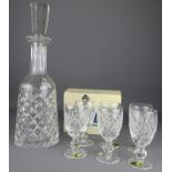 Waterford crystal Boyne pattern decanter and a set of six sherry glasses with box (7)