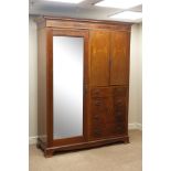 Edwardian figured mahogany wardrobe, single full height bevelled mirror glazed door,