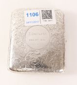 Victorian silver cigarette case by Sampson Mordan & Co London 1894 approx 4.8oz D 8.2cm x 7.