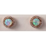 Pair of rose gold-plated opal dress stud ear-rings stamped 925 Condition Report