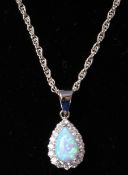 Silver opal dress pendant necklace stamped 925 Condition Report <a href='//www.