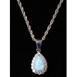 Silver opal dress pendant necklace stamped 925 Condition Report <a href='//www.