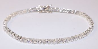 Silver tennis bracelet set with cubic zirconia stamped 925 Condition Report <a