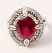 15ct white gold oval ruby ring stamped 585 Condition Report Ruby 12mm x 10mm