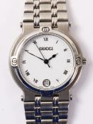 Gucci stainless steel wristwatch mid size 9100 M no 0000633 Condition Report <a