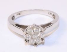 Diamond flower set ring stamped 18kt (size Q) Condition Report <a href='//www.