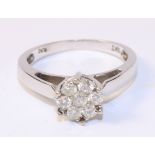 Diamond flower set ring stamped 18kt (size Q) Condition Report <a href='//www.