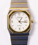 Zenith quartz Port Royal mid size stainless steel and gold-plated wristwatch Condition