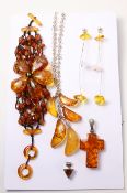 Amber cuff, silver and amber necklace,